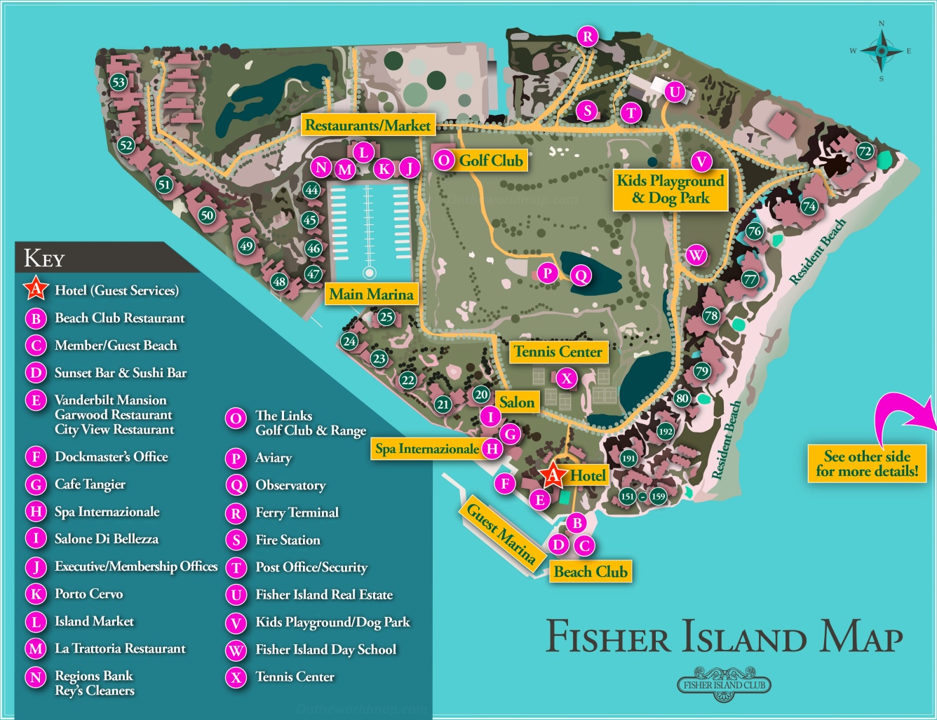 Fisher Island Tourist Map Ontheworldmap Fisher Island Tourist Map Ontheworldmap