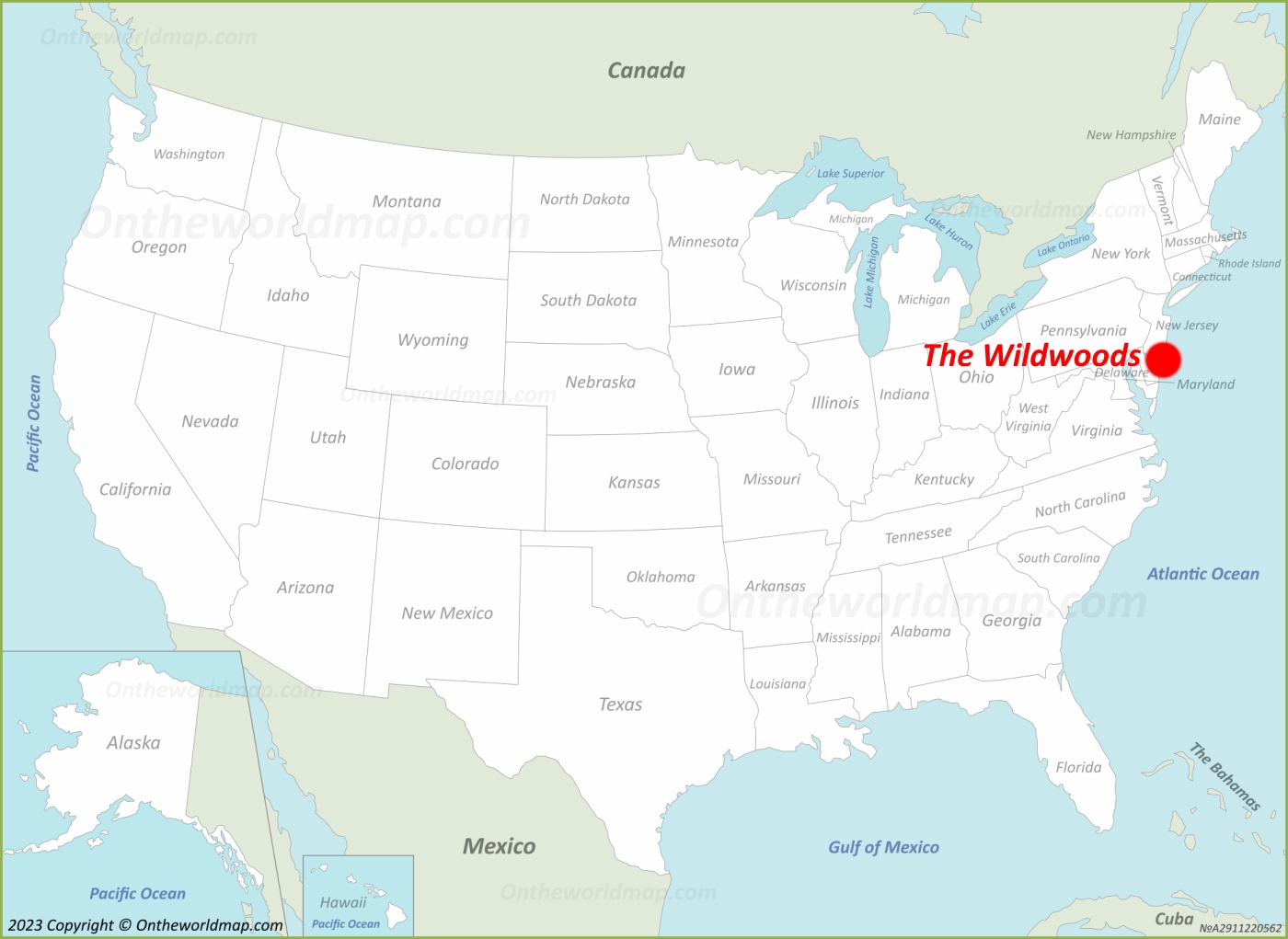 Five Mile Beach - The Wildwoods Location Map