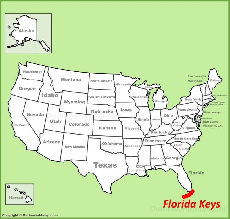 Florida Keys location on the U.S. Map