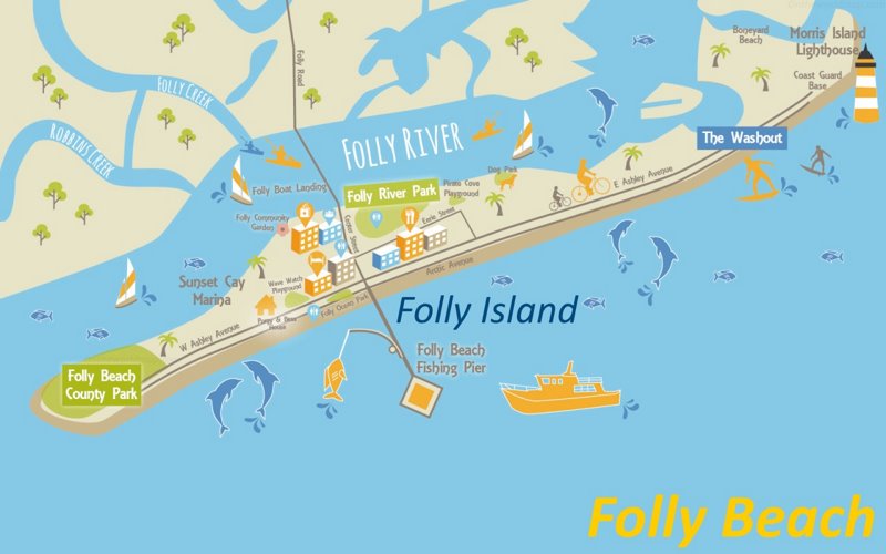 Folly Island Tourist Map