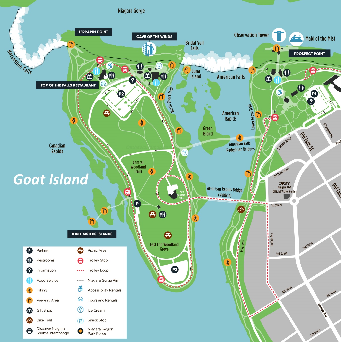 Goat Island Tourist Map Ontheworldmap