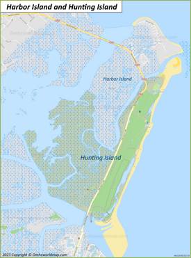 Harbor Island and Hunting Island Map
