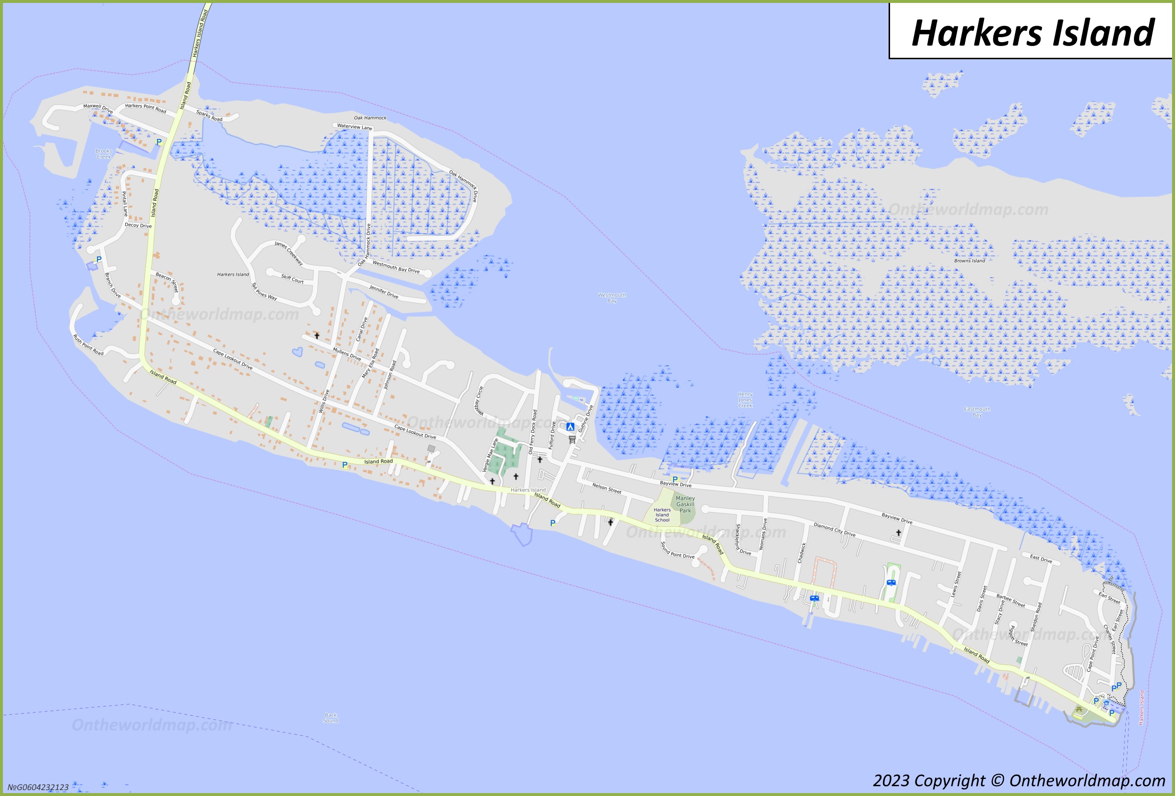 Map of Harkers Island