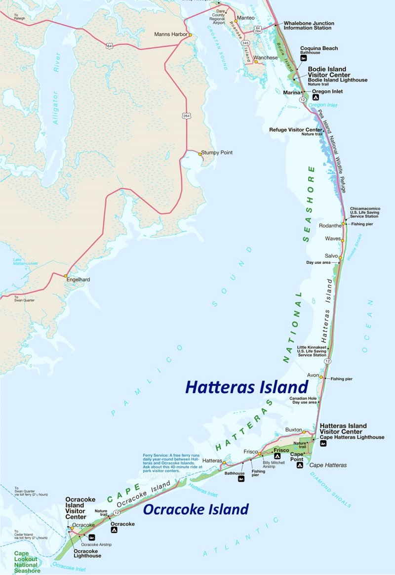 Hatteras Island And Ocracoke Island Map Max 
