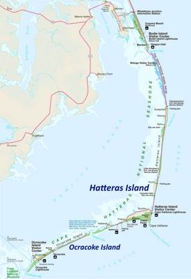 Hatteras Island And Ocracoke Island Map