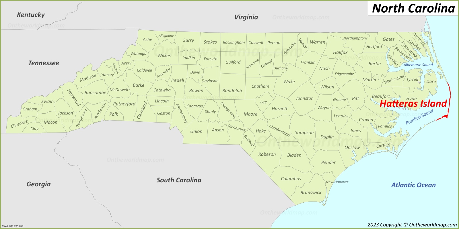Hatteras Island Location On The North Carolina Map