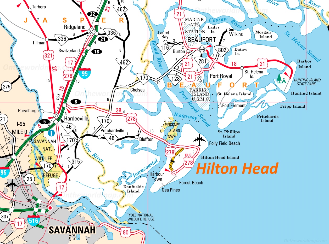Hilton Head Area Road Map 