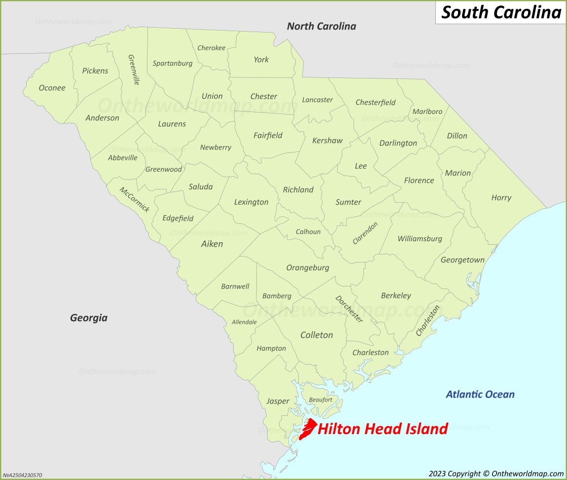 Hilton Head Island Location On The South Carolina Map