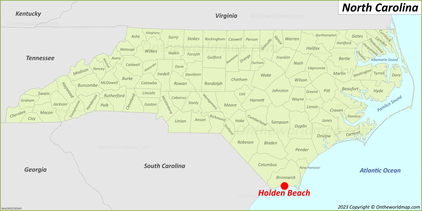 Holden Beach Location On The North Carolina Map