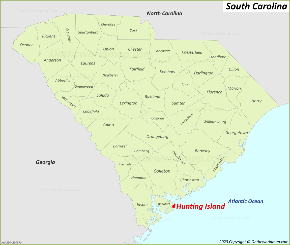 Hunting Island Location On The South Carolina Map