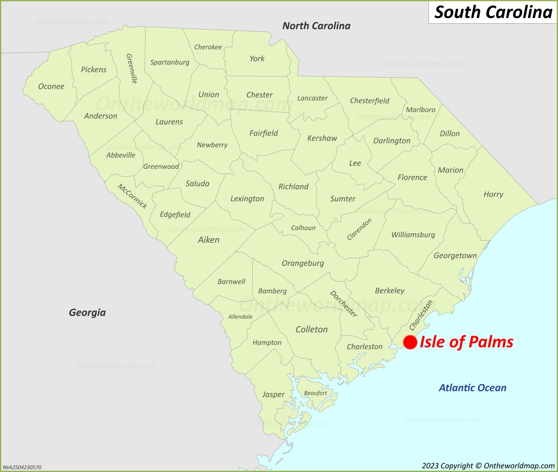 Isle of Palms Location On The South Carolina Map
