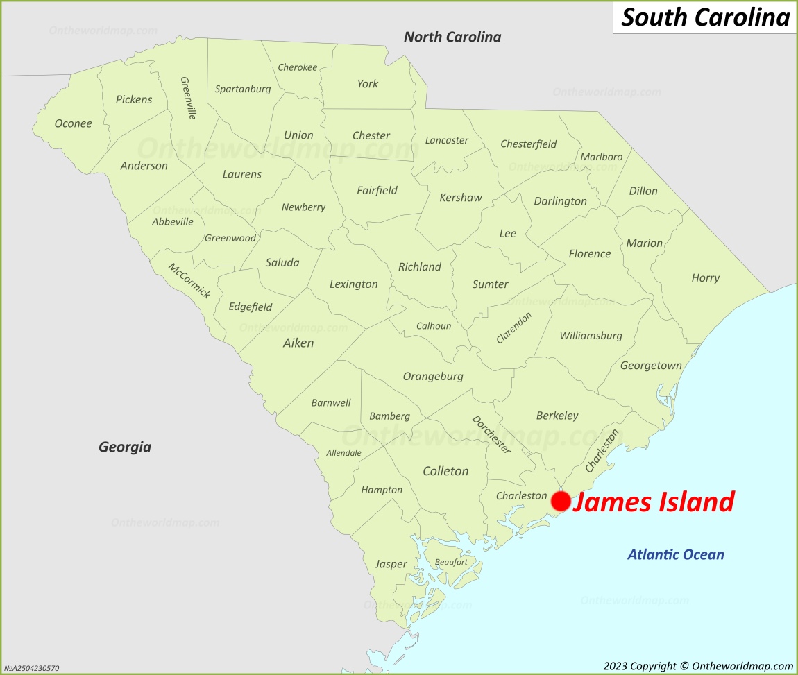 James Island Location On The South Carolina Map