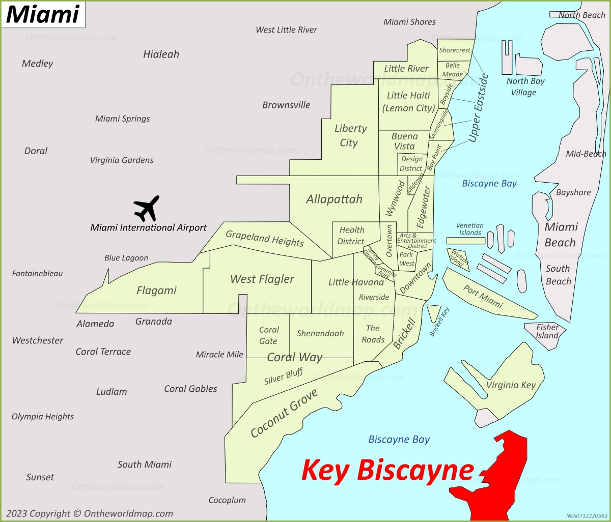 Key Biscayne Location On The Miami Map