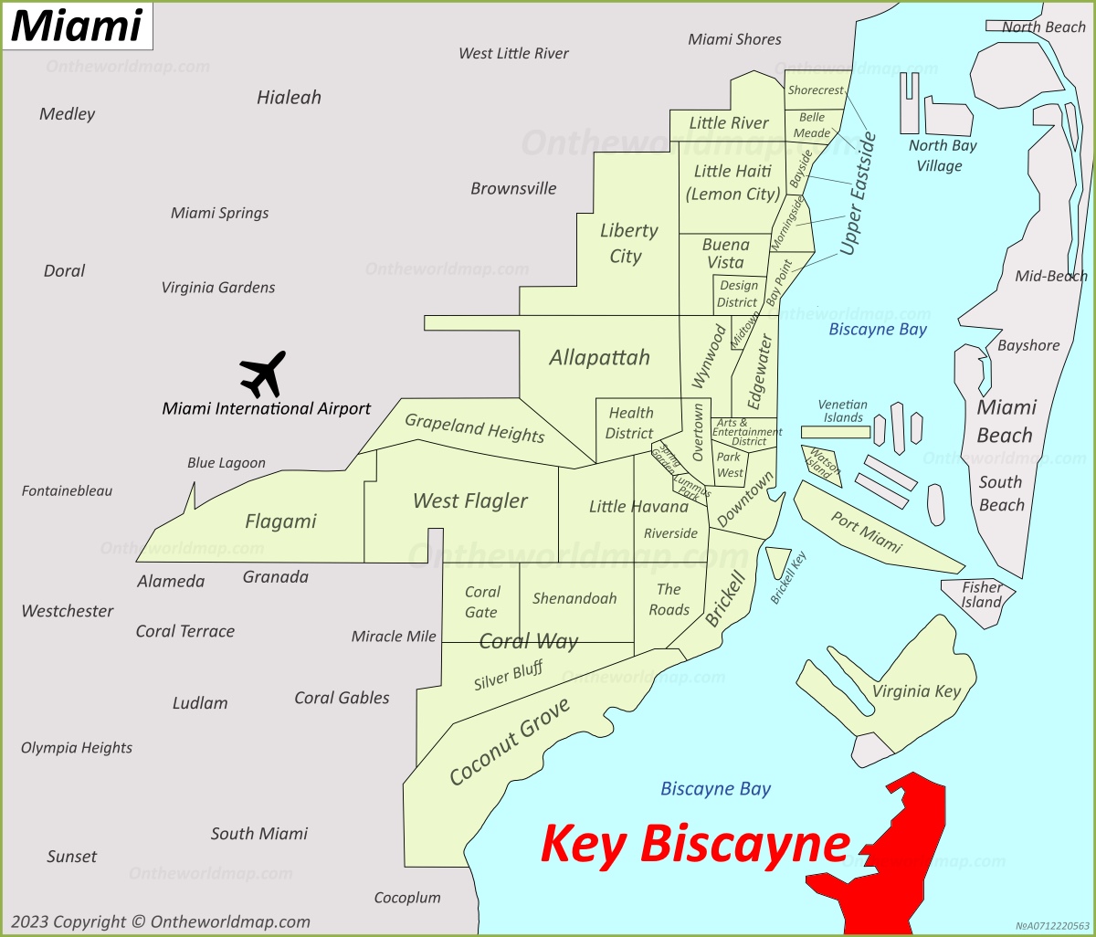 Key Biscayne Map Florida U S Detailed Maps Of Key Biscayne   Key Biscayne Location On The Miami Map 