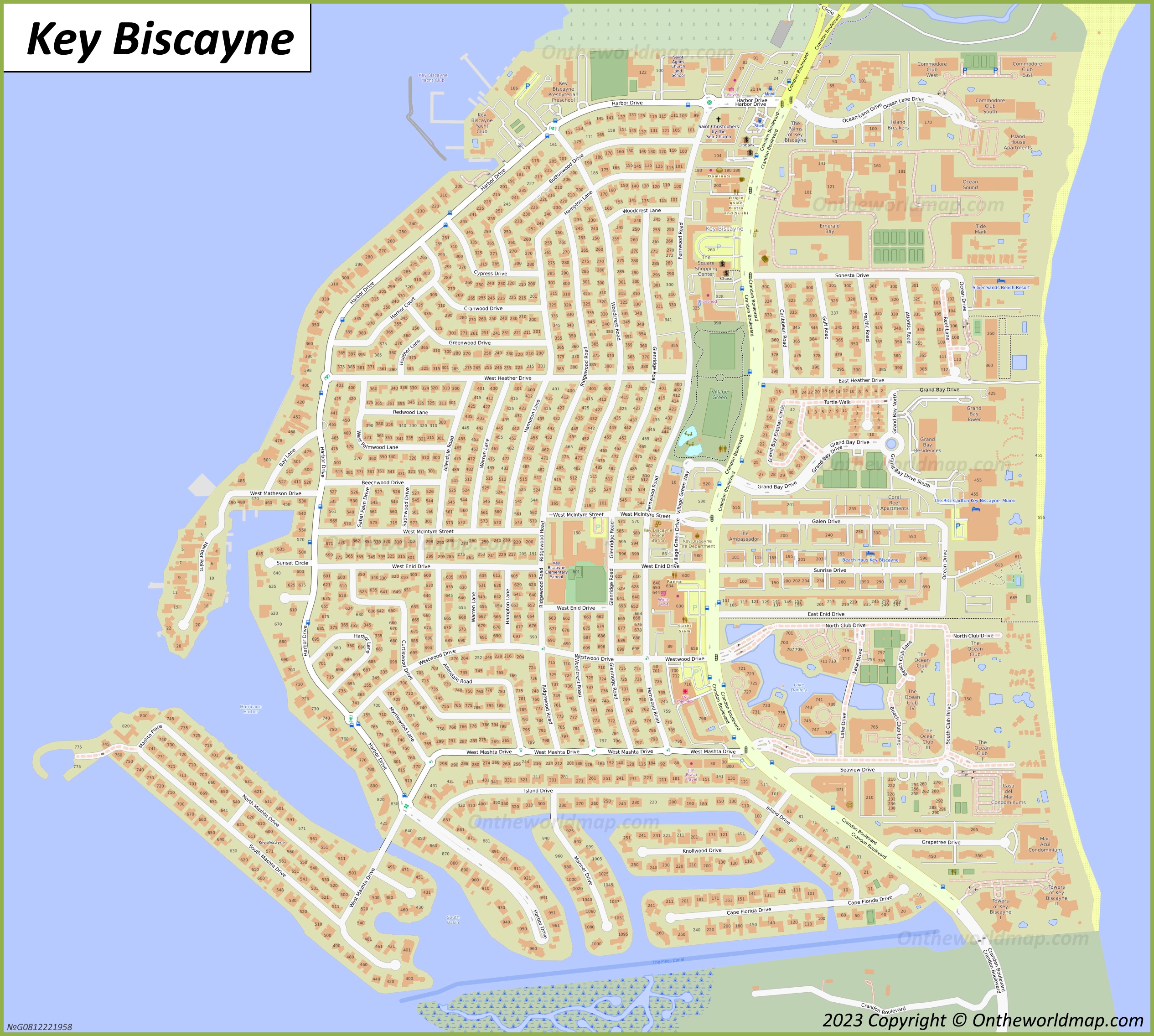 Key Biscayne Town Map