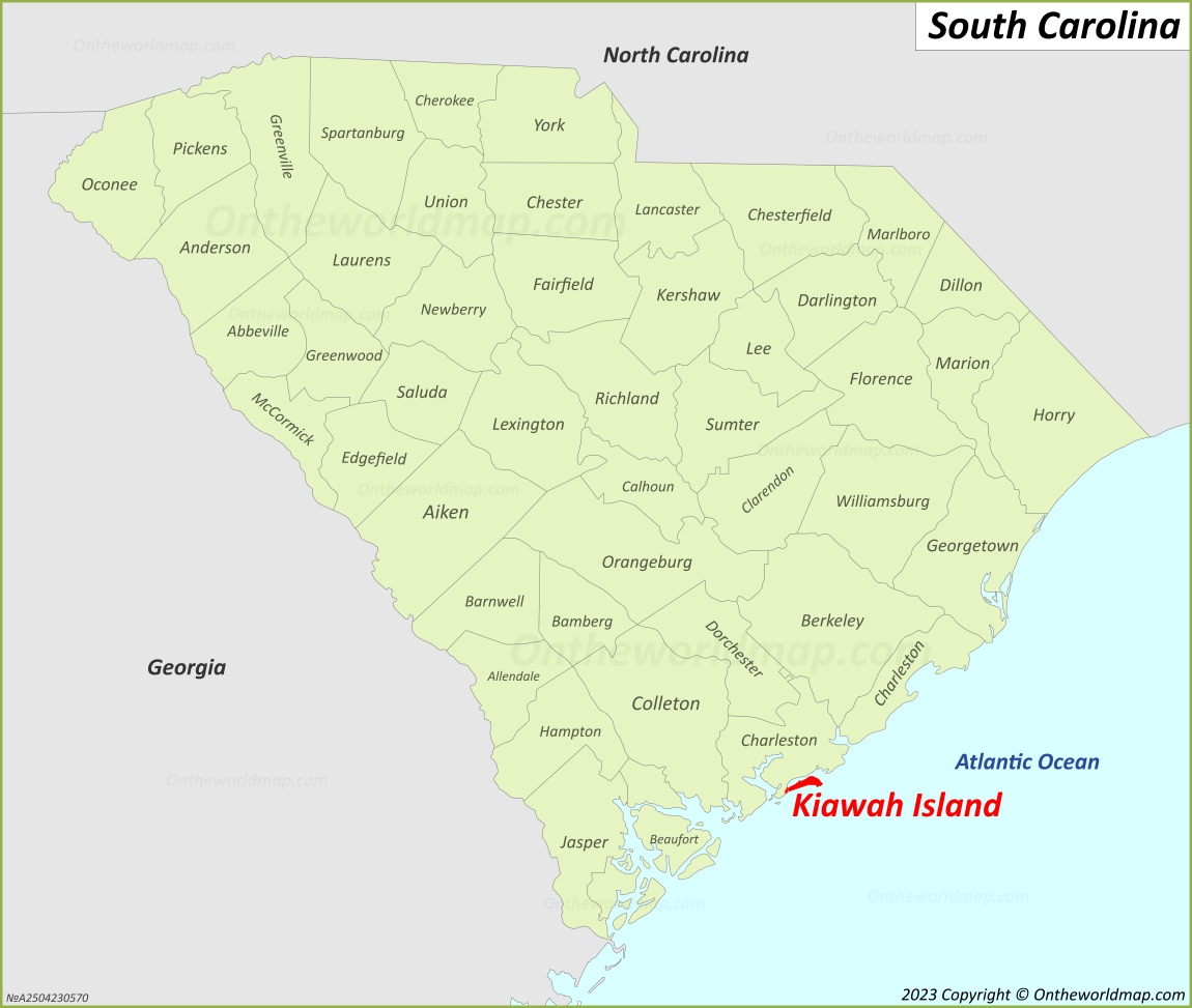 Kiawah Island Location On The South Carolina Map