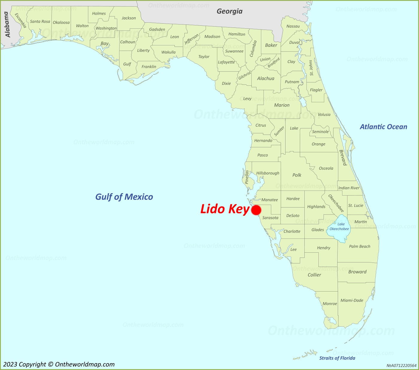 Lido Key Location On The Florida Map