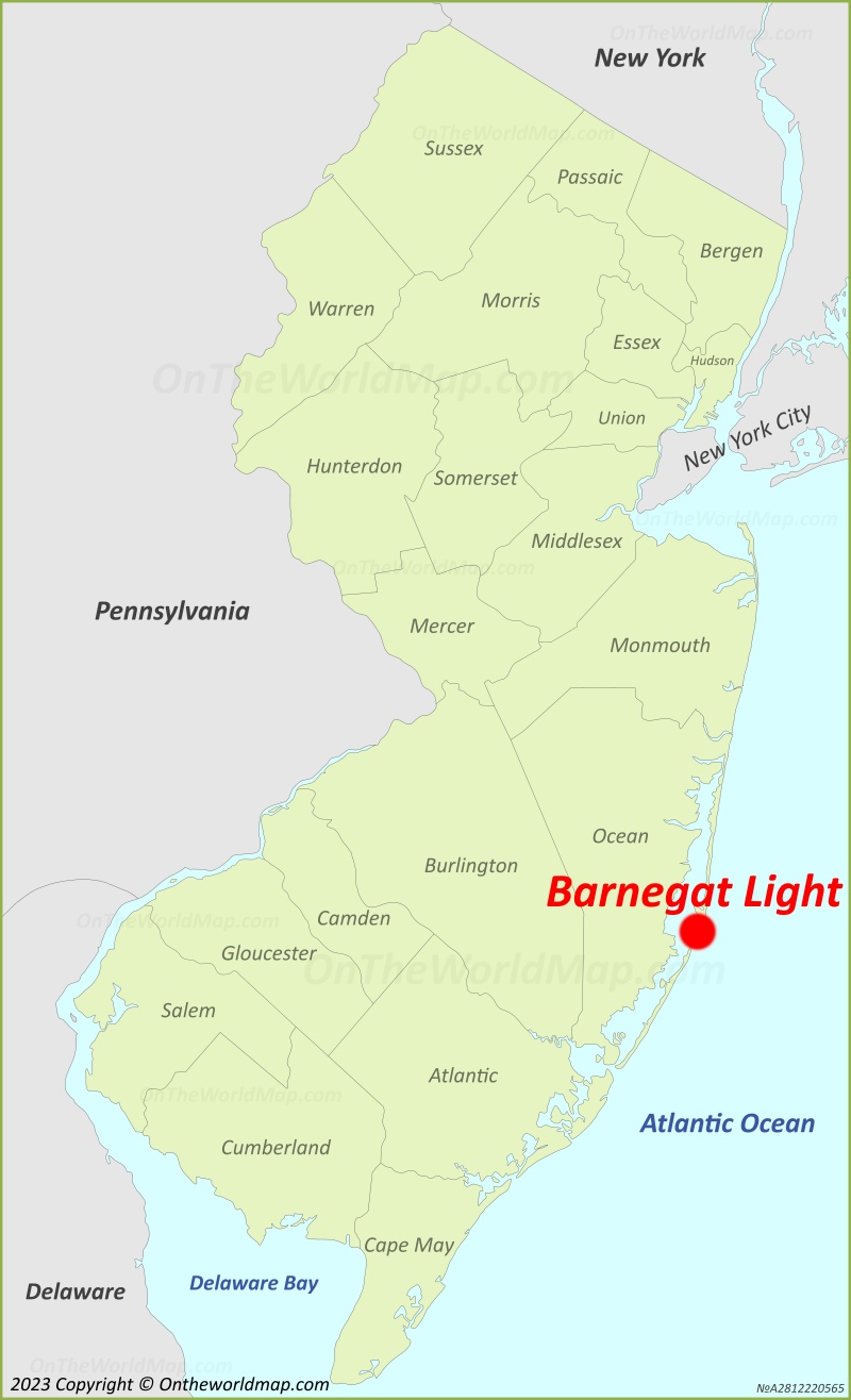 Barnegat Light Location On The New Jersey Map