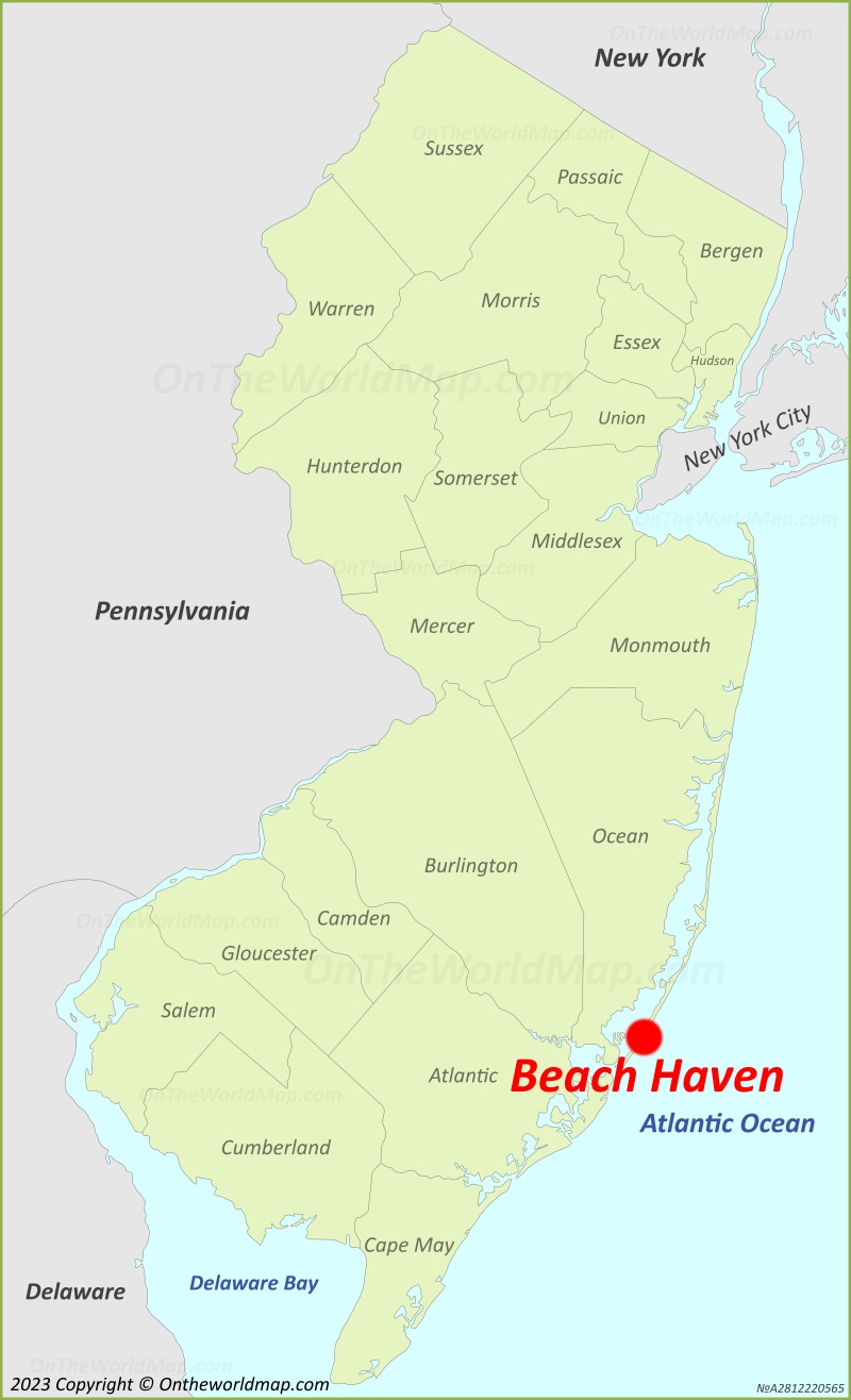 Beach Haven Location On The New Jersey Map
