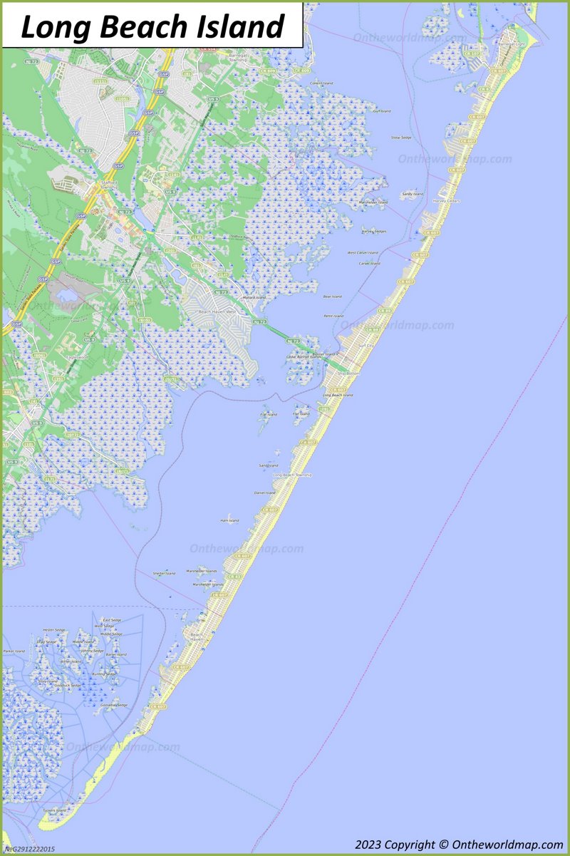 Long Beach Island Map  New Jersey, U.S.  Detailed Maps of Long Beach 