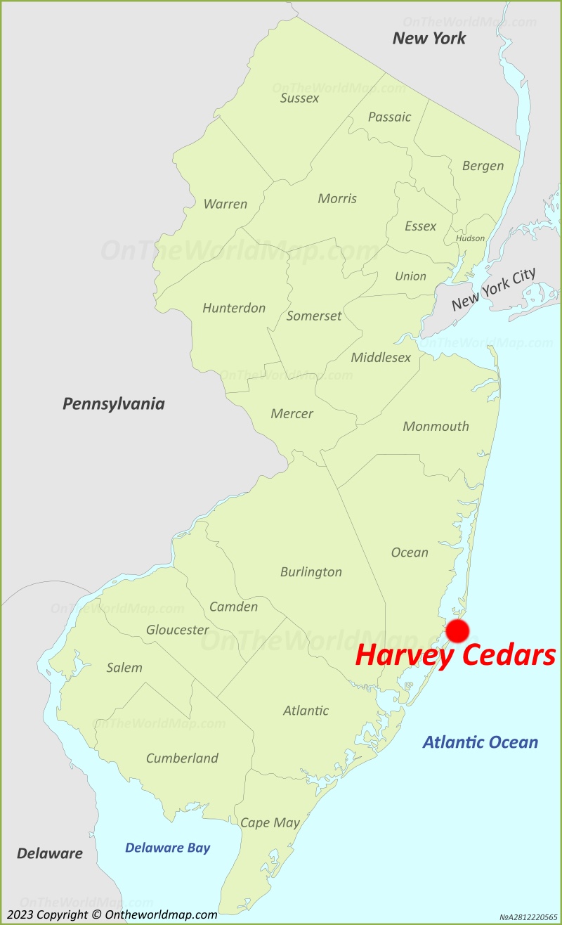 Harvey Cedars Location On The New Jersey Map