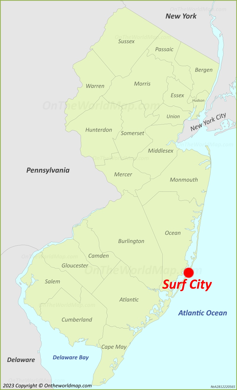 Surf City Location On The New Jersey Map
