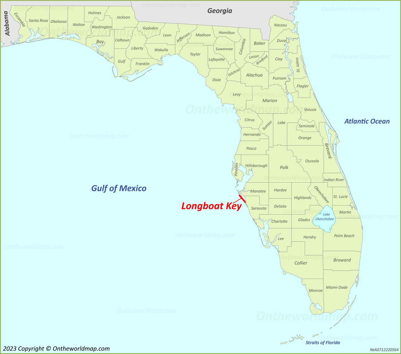 Longboat Key Location On The Florida Map