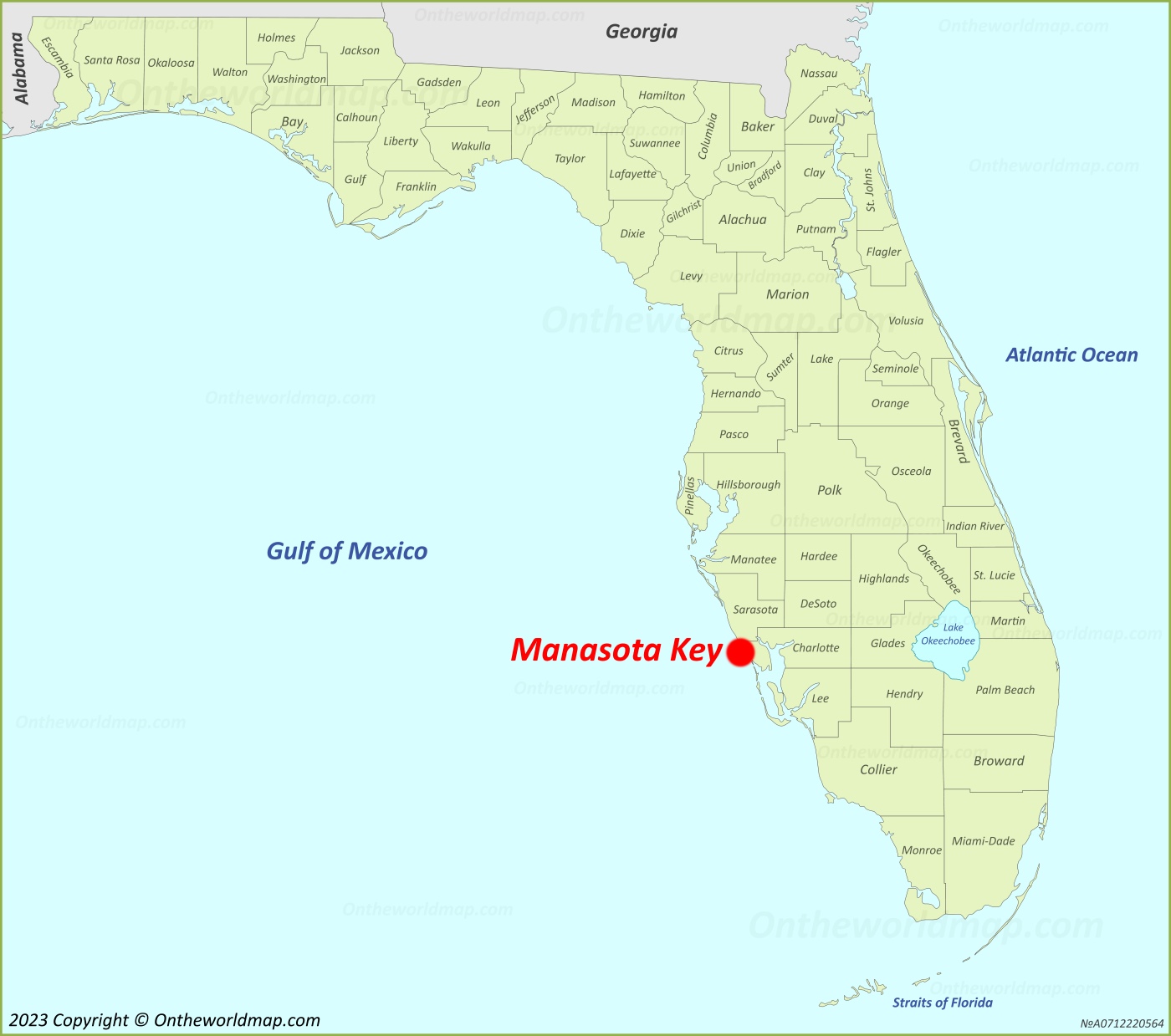 Manasota Key Location On The Florida Map