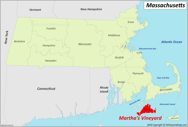 Martha's Vineyard Location On The Massachusetts Map