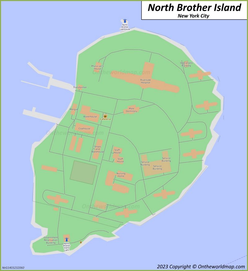 North and South Brother Islands Map | Bronx, New York City, U.S ...