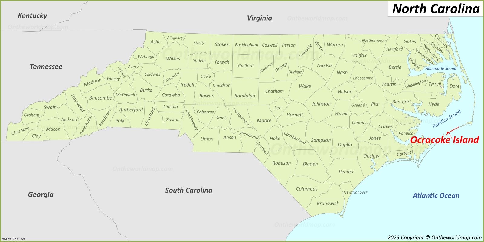 Ocracoke Island Location On The North Carolina Map