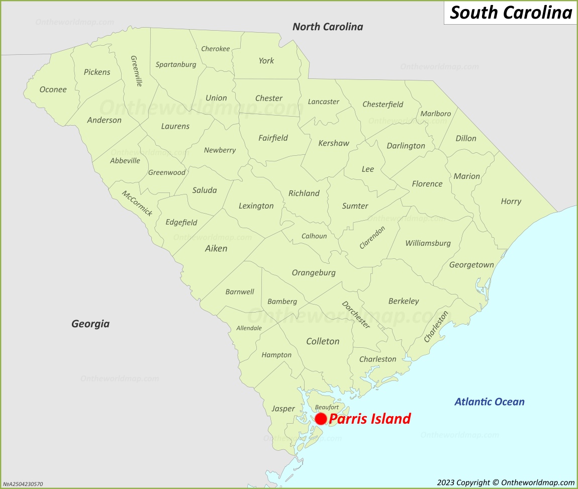 Parris Island Location On The South Carolina Map