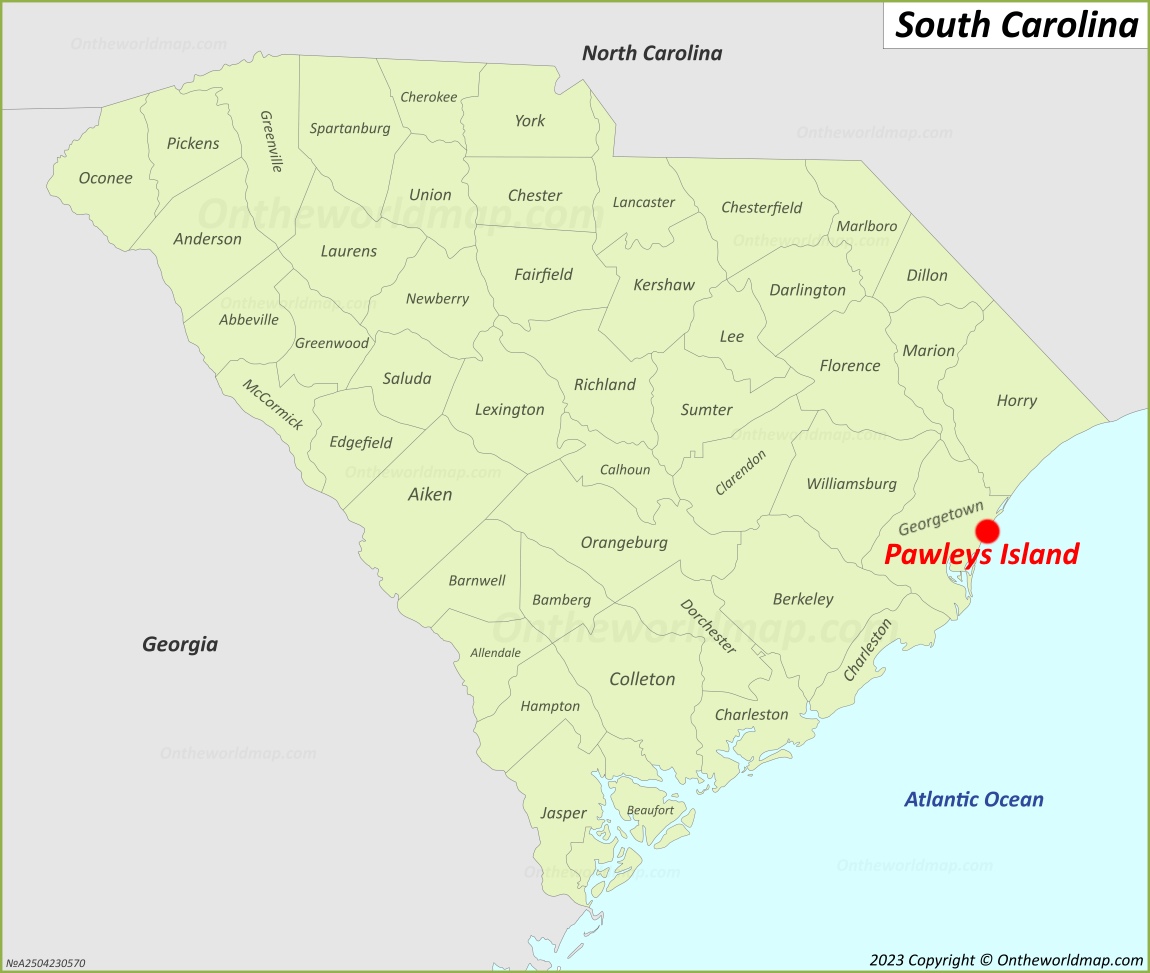 Pawleys Island Location On The South Carolina Map