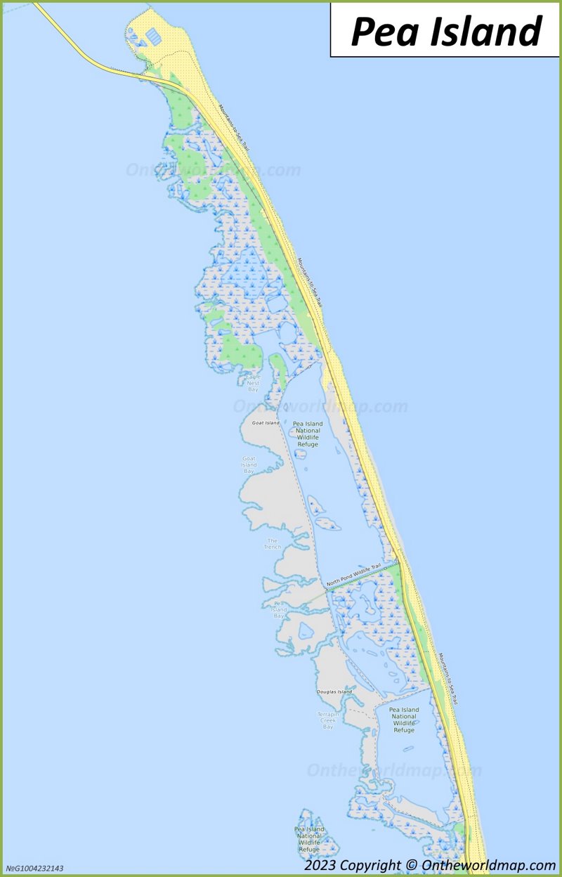 Pea Island Map North Carolina, U.S. Detailed Maps of Pea Island