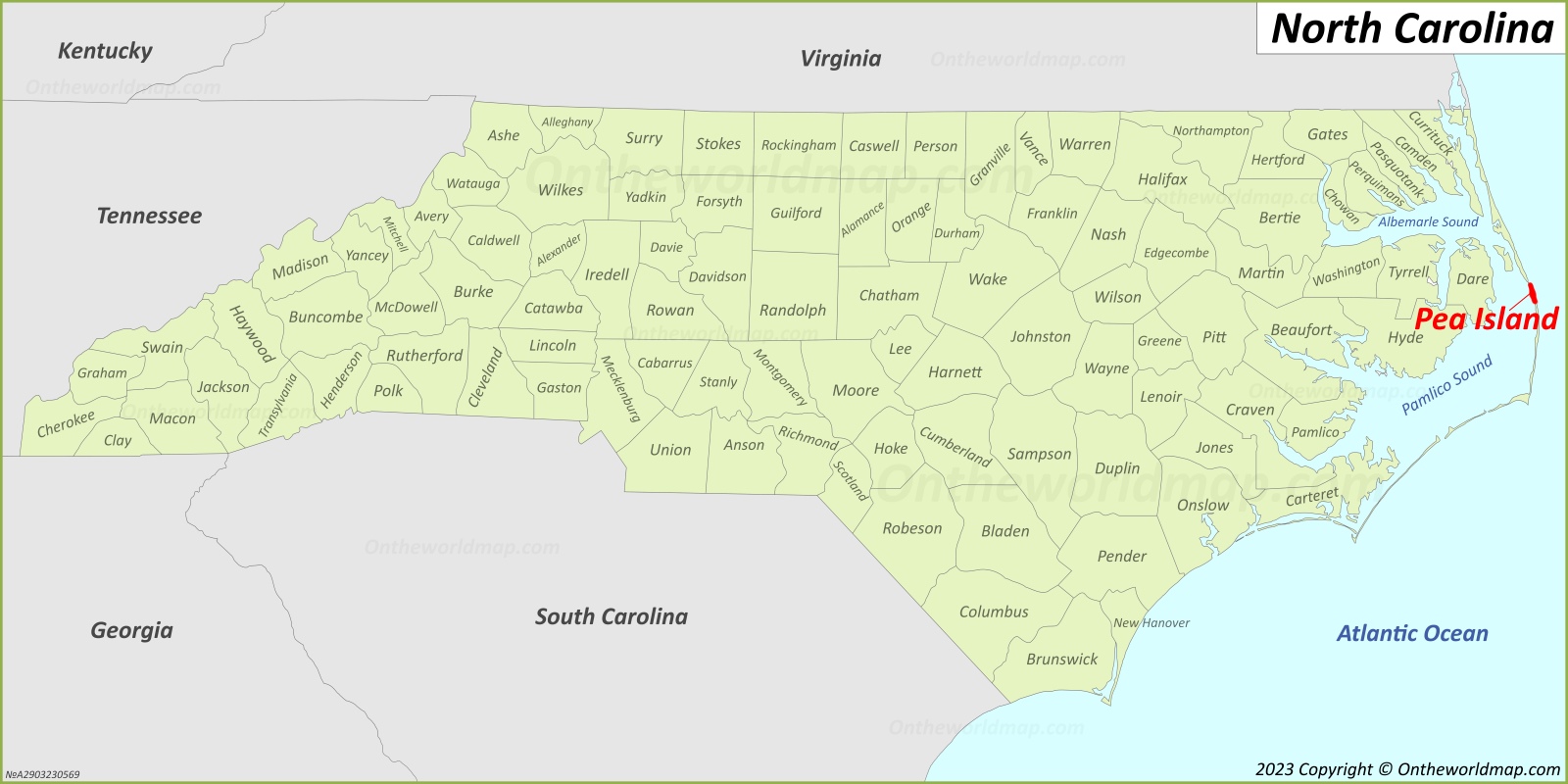 Pea Island Location On The North Carolina Map
