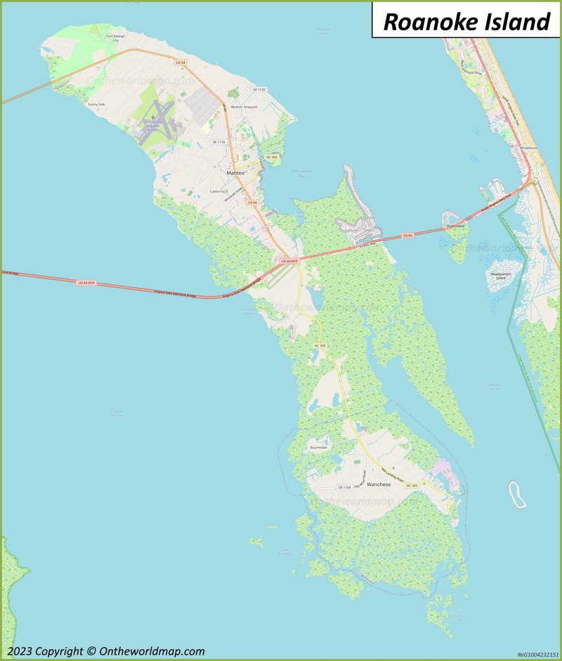 Roanoke Island Map North Carolina, U.S. Detailed Maps of Roanoke Island