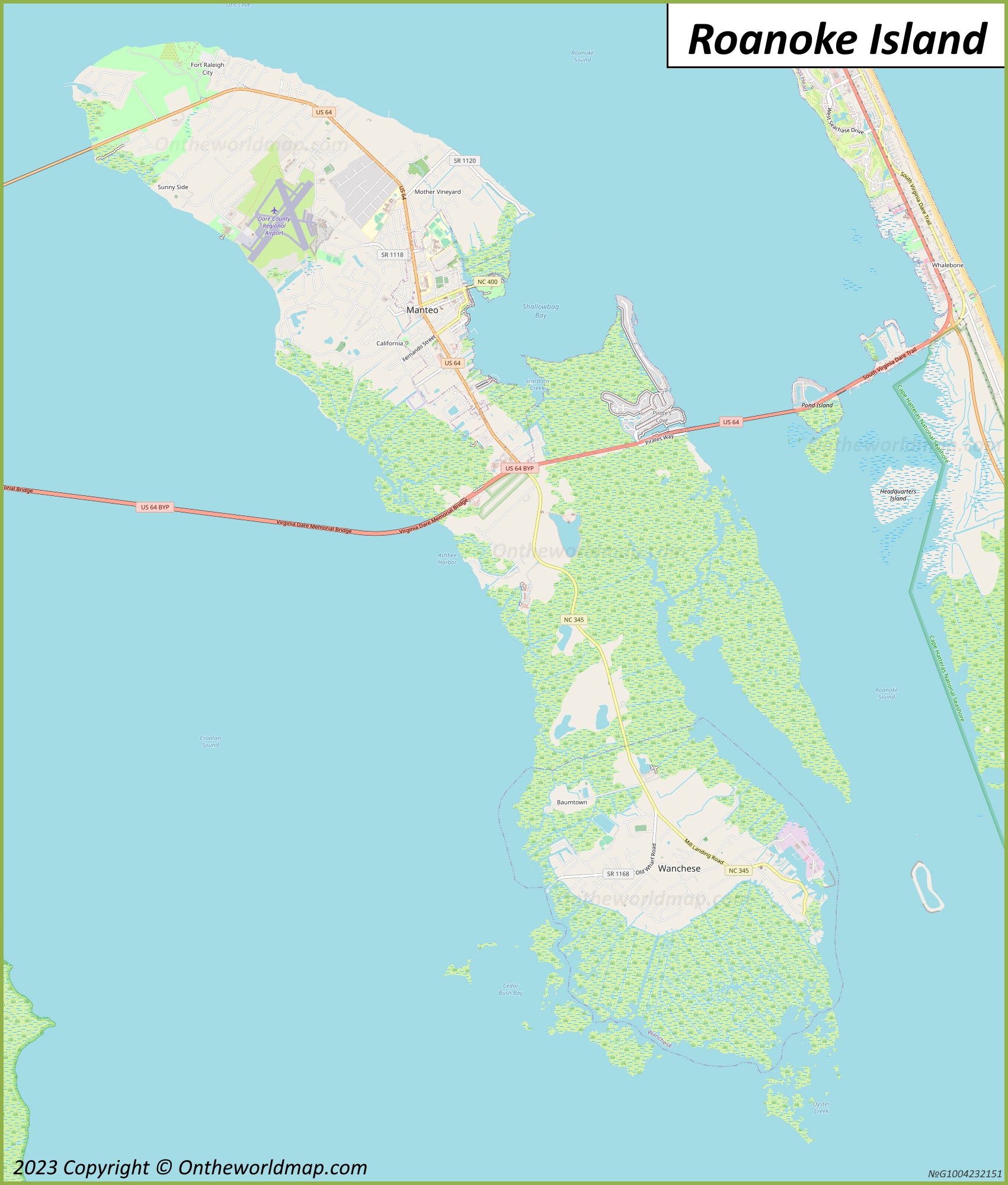 Map of Roanoke Island