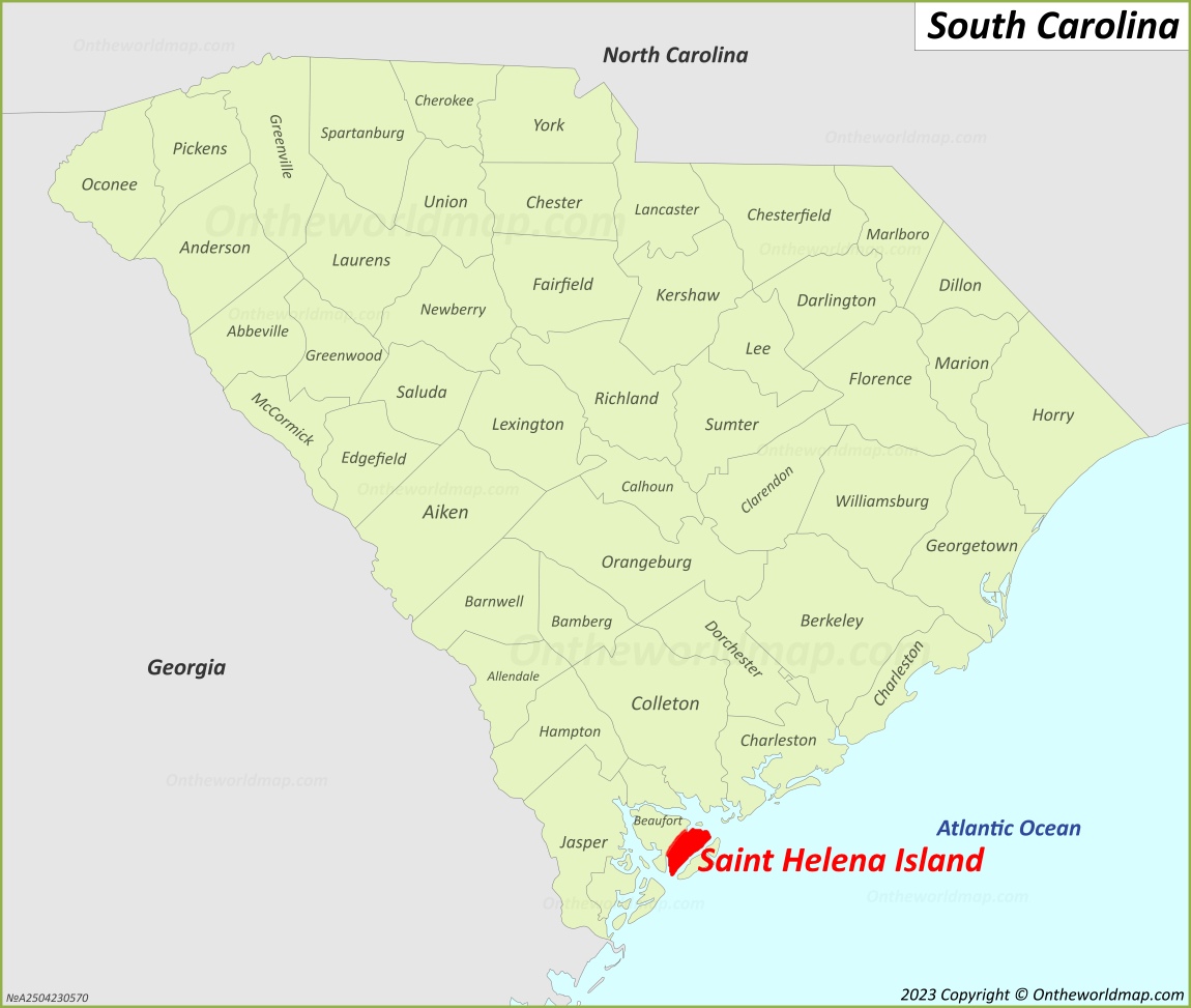 Saint Helena Island Location On The South Carolina Map