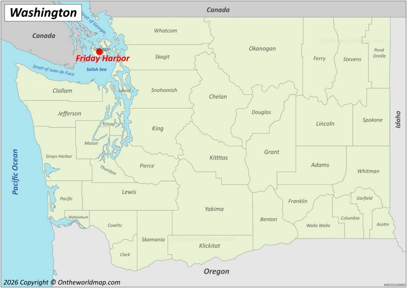 Friday Harbor Location On The Washington State Map