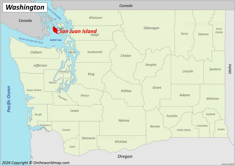 San Juan Island Location On The Washington State Map