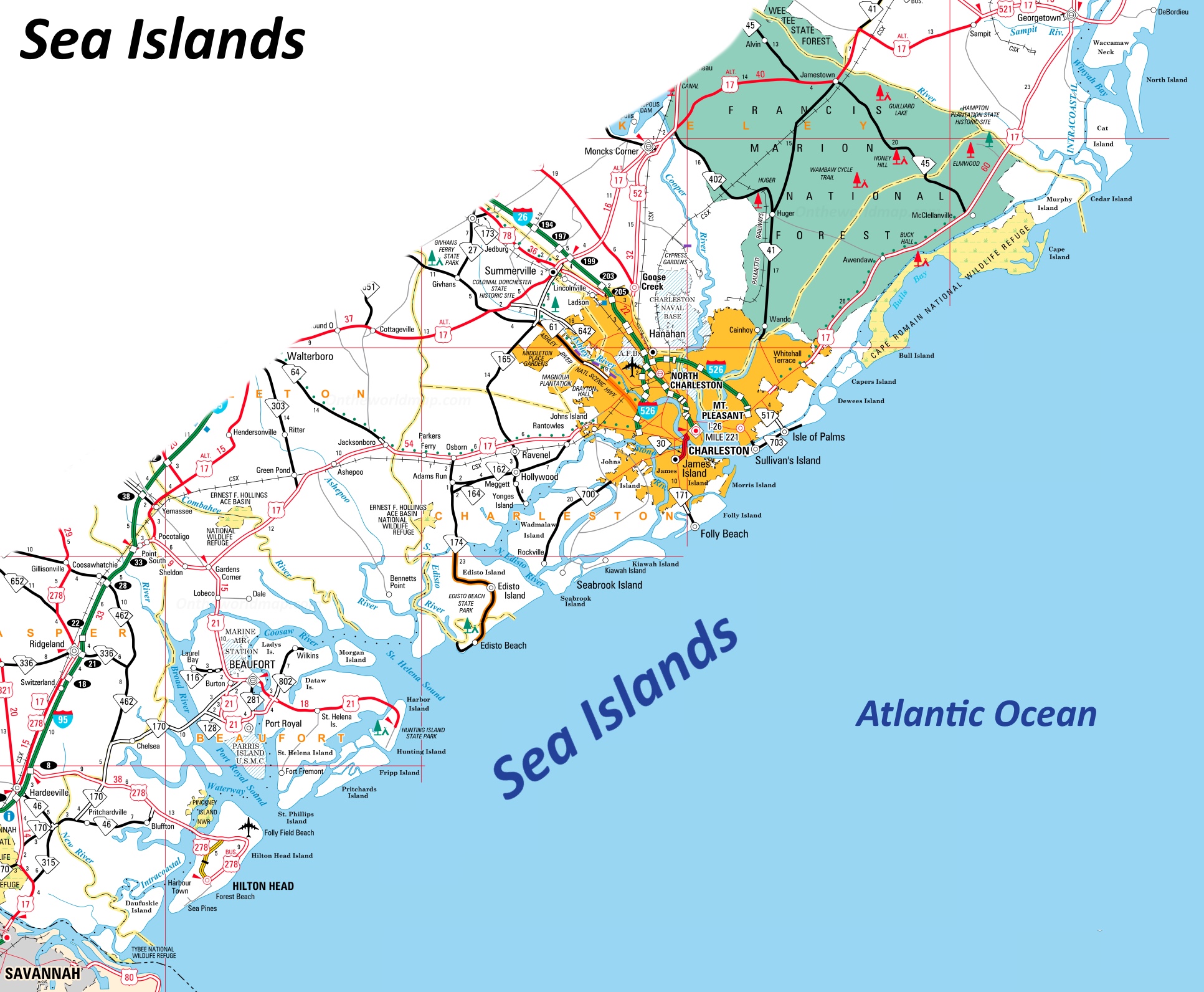 Detailed Map of Sea Islands of South Carolina