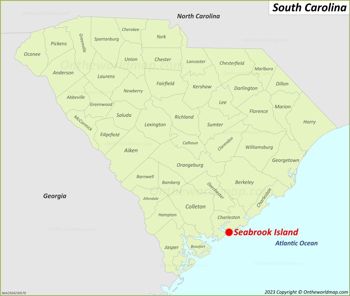 Seabrook Island Location On The South Carolina Map