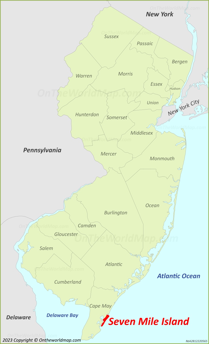 Seven Mile Island Location On The New Jersey Map