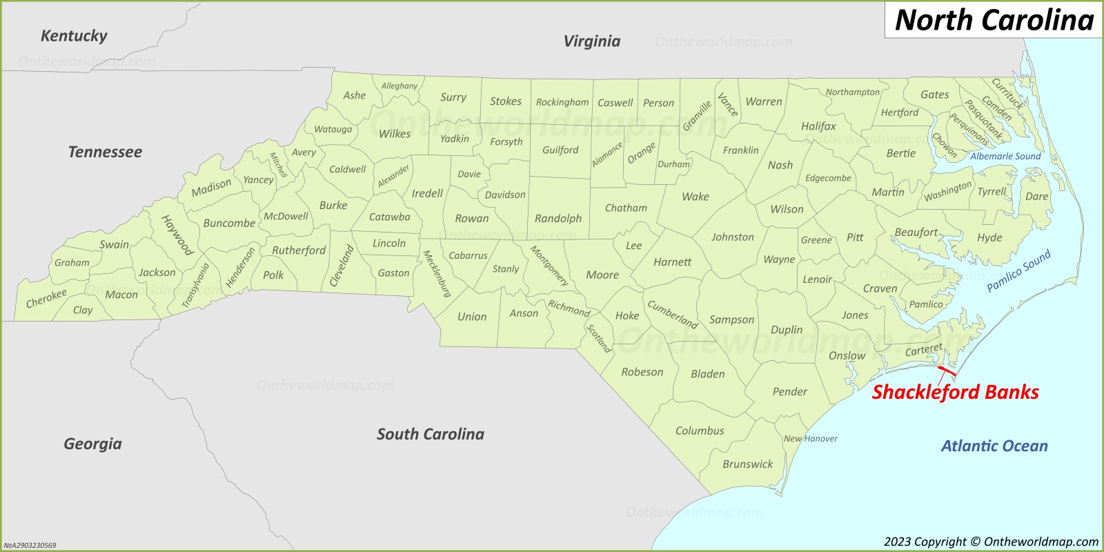Shackleford Banks Location On The North Carolina Map