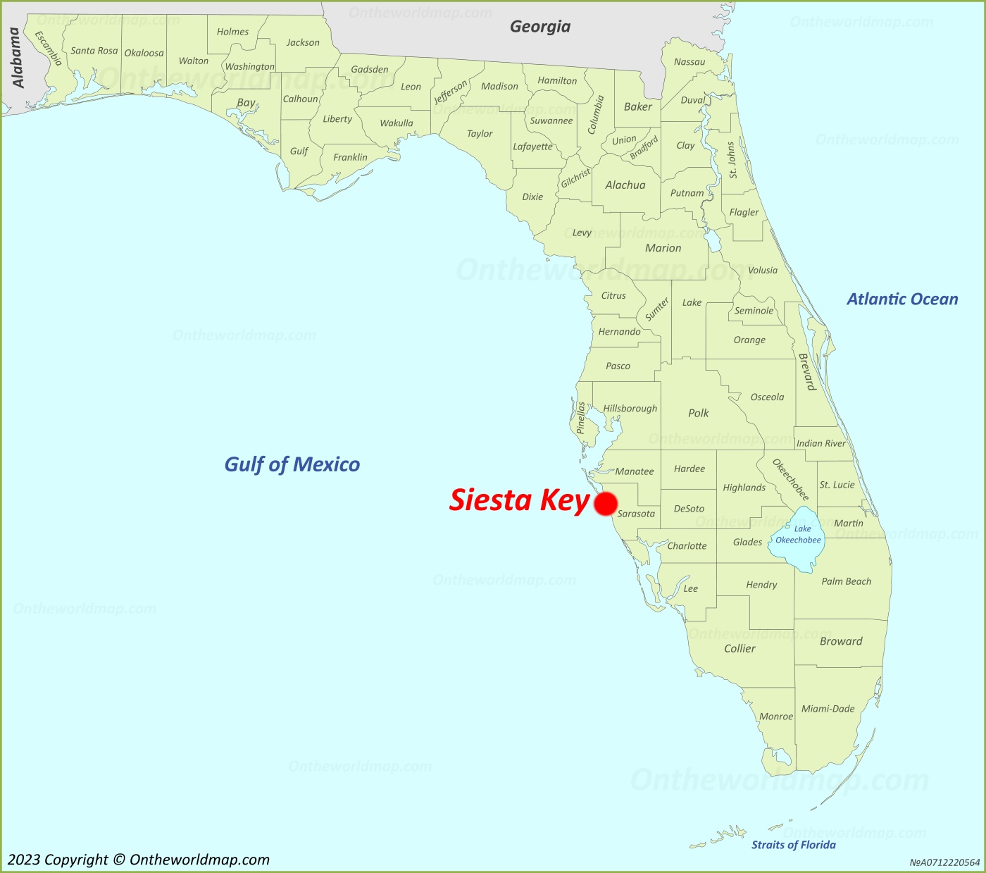 Siesta Key Location On The Florida Map
