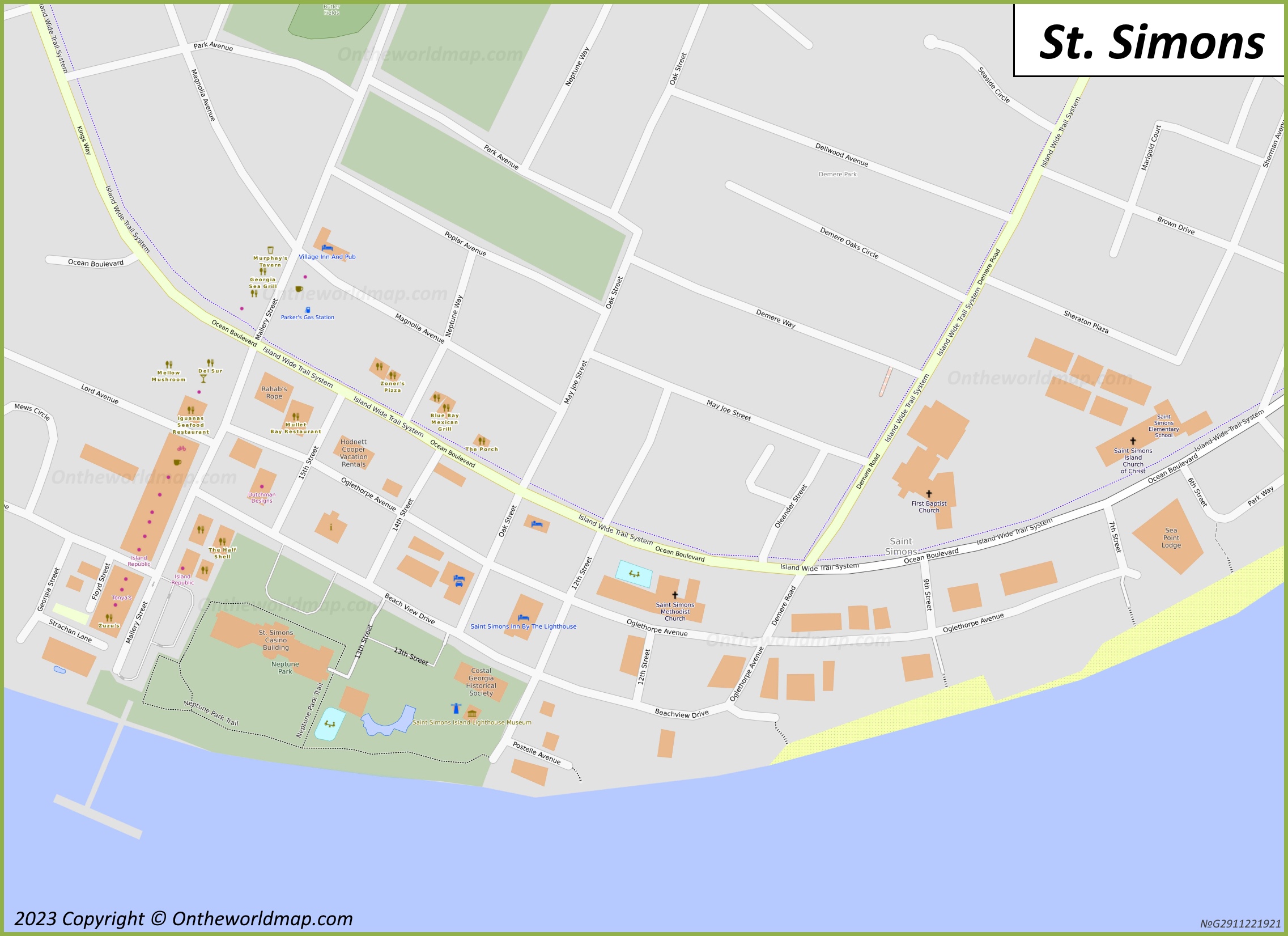 Downtown St. Simons Map
