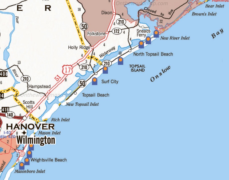 Topsail Island Area Map