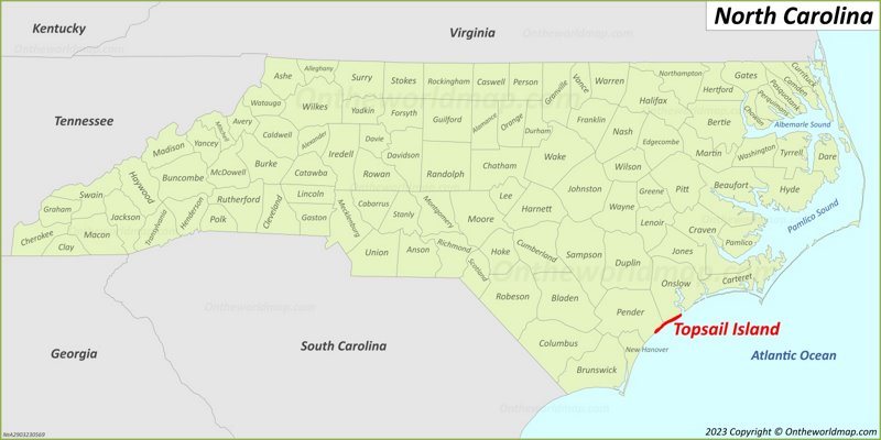 Topsail Island Map | North Carolina, U.S. | Detailed Maps of Topsail Island