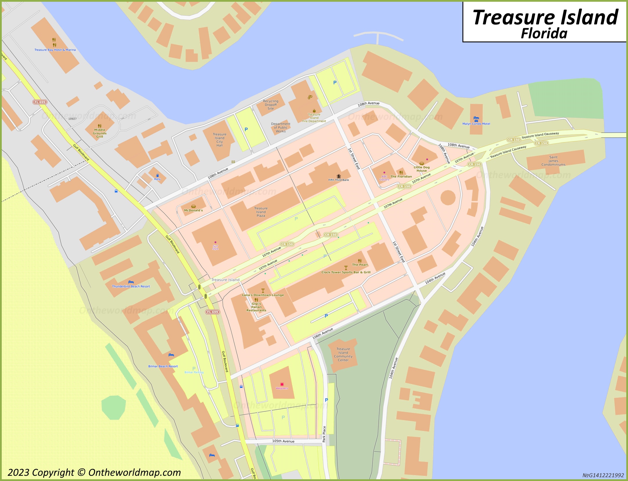 Downtown Treasure Island Map