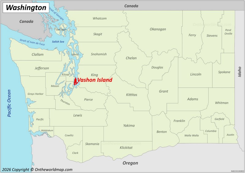 Vashon Island Location On The Washington State Map